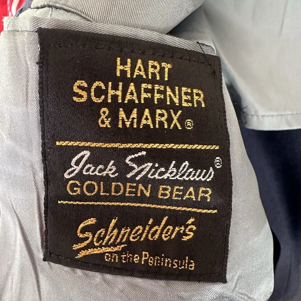 Vtg‎ Hart Schaffner Marx 46L Golden Bear Jack Nicklaus Blazer Sport Coat Jacket